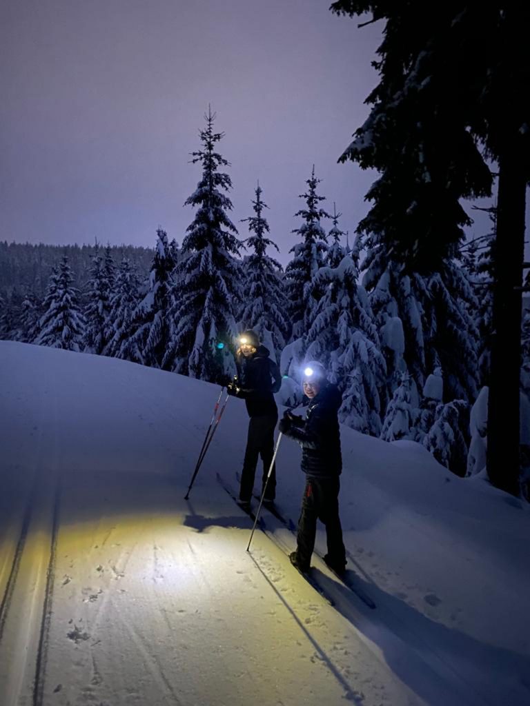 Langlauf bei Nacht im Schwarzwald Ferienwohnungen an der Schwarzwaldhochstraße